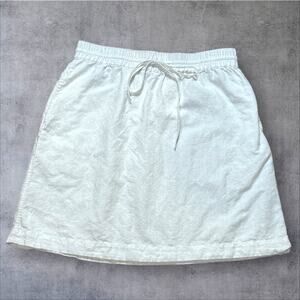 Talbots Women’s White Linen Blend Skirt Pockets Pull On Elastic Waist Small